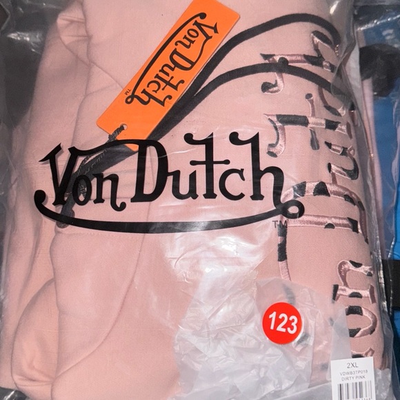 NWT VON DUTCH Hoodie. Cheetah Logo. Dirty Pink. Size 2XL - Picture 2 of 2